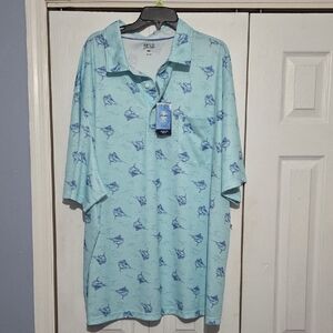 Izod Saltwater Graphic Sunshield Polo Shirt New With Tags